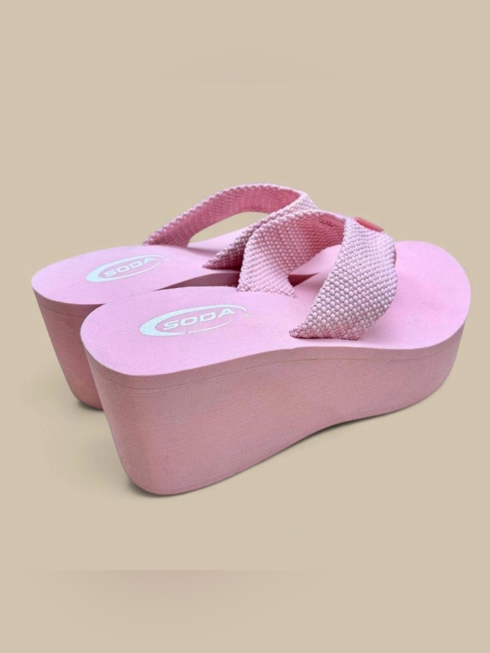 Vintage 90s Y2K Platform Wedge SODA Flip Flops